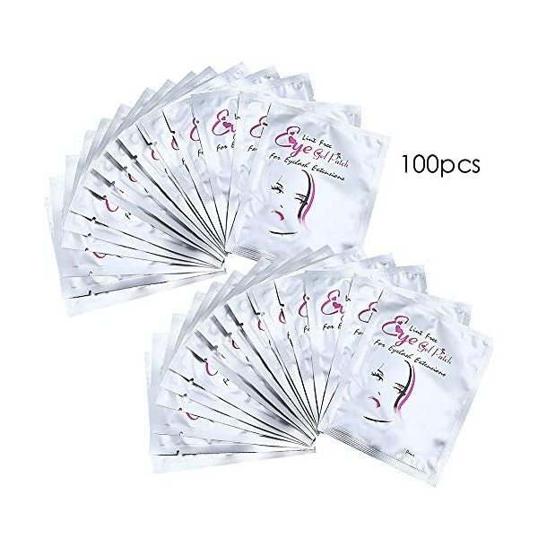 Lot de 100 paires de coussinets en gel pour les yeux, non pelucheux, pour salon professionnel et extensions de cils individue