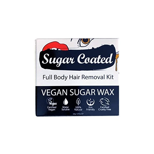 Sugar Coated Hair Removal Wax Kit for Full Body, Sugar Wax for Body Hair Removal with Wax Strips, Gentle and Non-Damaging Wax