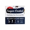 Sugar Coated Hair Removal Wax Kit for Full Body, Sugar Wax for Body Hair Removal with Wax Strips, Gentle and Non-Damaging Wax