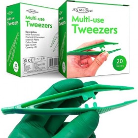 JFA Medical Lot de 20 pinces à épiler jetables en plastique 12,5 cm