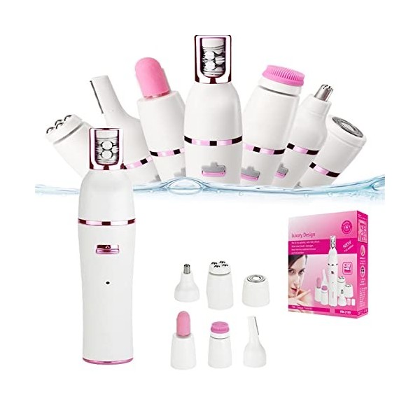 Épilation Pluxy, épilation Pluxy pour le visage, brosse épilatrice et nettoyante rechargeable 7 en 1, kit doutils de beauté 