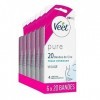 VEET PURE - 120 Bandes de cire froide Visage - Peaux Sensibles - Recommandés par les Dermatologues - Epilation Longue Durée -