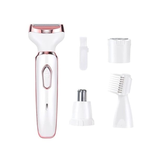 Tondeuse à cheveux 4 en 1 rechargeable par USB pour femme - Épilateurs et accessoires pour visage, nez, jambes et aisselles -