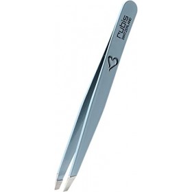Pince à épiler Rubis en silhouette de cœur bleu clair - inclinée, fine et pointue - pince a epiler professionnelle pour les s
