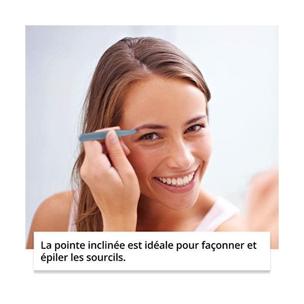 Pince à épiler Rubis en silhouette de cœur bleu clair - inclinée, fine et pointue - pince a epiler professionnelle pour les s