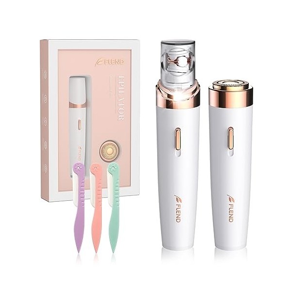 Mini Epilateur, épilateur Facial pour Femme 2 en 1, Rasoir Visage Femme électrique sans fil avec lumière LED, appareil dépil