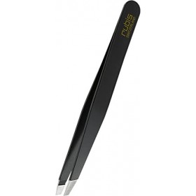 Pince à épiler Rubis en acier inoxydable noir - inclinée, fine et pointue - pince a epiler professionnelle pour les sourcils