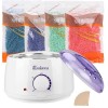 Chauffe Cire Épilatio,Kit Epilation Cire Professionnel avec 400g Cire Epilation Perle/20 Spatules en Bois 5 Moules à usage un