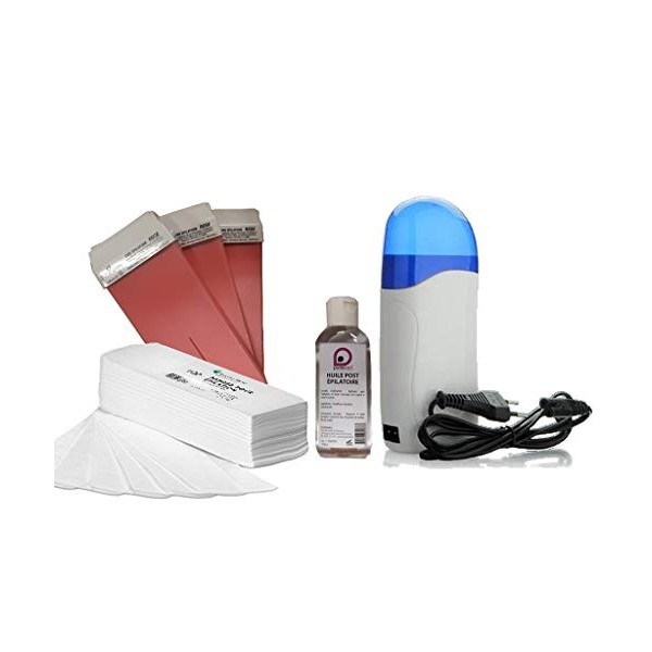 Kit EPILATION | 1 Chauffe Cartouche de cire | + Cartouches de cire à épiler | +Bandes dépilation | +1 Huile Post Épilatoire 