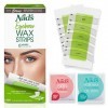 Nads Eyebrow Wax Strips - Épilation du visage pour femme - Kit de cire à sourcils avec 6 bandes dépilation à sourcils + 6 l