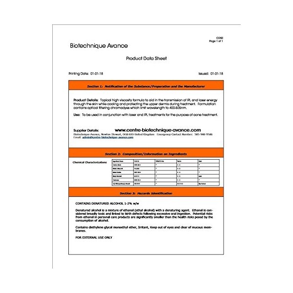 Formule dépilation 570-980nm Gel de refroidissement et de couplage pour machines et systèmes laser et IPL