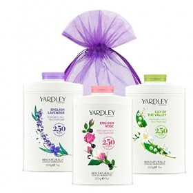 Yardley London English Lavender Talc, Lily of The Valley Talc et poudre de talc rose anglaise Lot de 3 paquets pour femme 3 