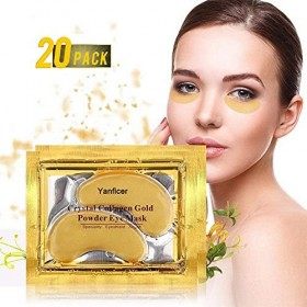 Eye Masks, Eye Mask Patch Yeux, 24K Or Poudre Gel Collagène Masque pour les yeux Doré œil Mask, Collagène Et Acide Hyaluroniq
