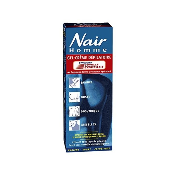 NAIR - Gel-Crème Dépilatoire Corps pour Homme, à lExtrait dAvocat, pour Tout Type de Pilosité, Efficace & Indolore, Tube de