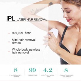 Appareil dépilation IPL pour homme et femme - Épilation durable et indolore pour le corps, le visage et la zone du bikini - 