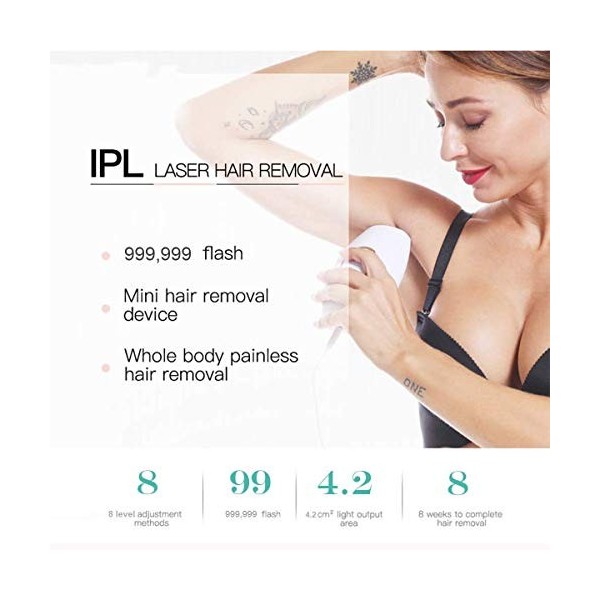 Appareil dépilation IPL pour homme et femme - Épilation durable et indolore pour le corps, le visage et la zone du bikini - 