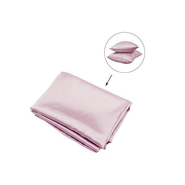 GLAMMIE Taie doreiller en satin pour cheveux et peau – Housses doreiller avec fermeture enveloppe, masque pour les yeux et 