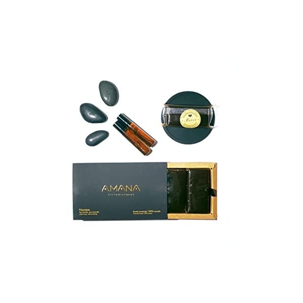 AMANA - Coffret cire dépilation au sucre - corps et visage x4 lingots 480g + huile dargan100% + 1 tapis de silicone