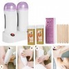 Cire d’épilation Kit chauffe-cire - Double Roll-On de cire, système pour chauffer la cire+ spatules en bois + Bandes de papie