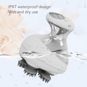 Masseur électronique de Tête de Cuir Chevelu, 4 Griffes 6 Modes IPX7, Masseur de Cheveux à Vibration de Lumière LED Rouge éta