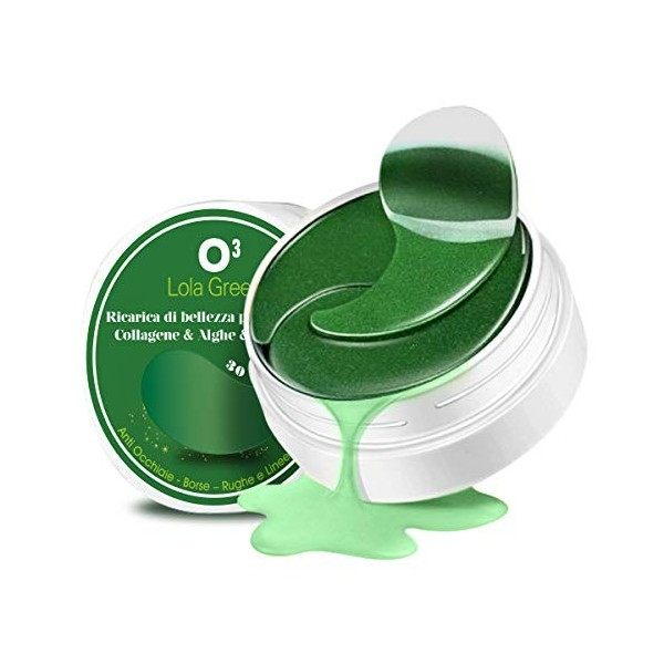 O³ Lot de 30 paires de patchs pour les yeux - Masque contour des yeux au Collagène - Spiruline et algues - Masque anti-cernes