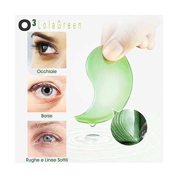 O³ Lot de 30 paires de patchs pour les yeux - Masque contour des yeux au Collagène - Spiruline et algues - Masque anti-cernes