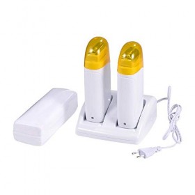Chauffe cire à épiler, Mini Chauffe cire pour Roll-On de cire epilation, 2 Chauffe Cartouches avec socle +100 bandes dépilat