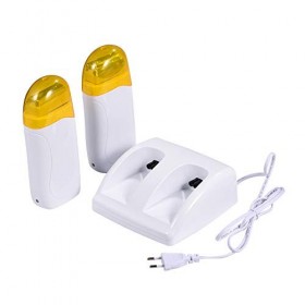Chauffe cire à épiler, Mini Chauffe cire pour Roll-On de cire epilation, 2 Chauffe Cartouches avec socle +100 bandes dépilat
