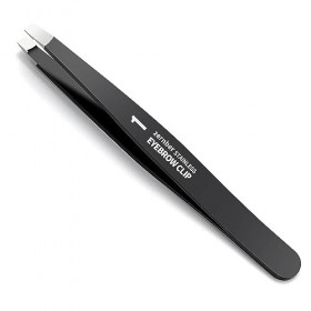 CUIUD Pince à épiler inclinée en acier inoxydable pour femme et homme pour enlever les poils du visage noir incliné 