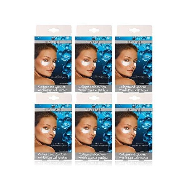 6 Box of Eye Gel Patches Of Revitale Collagen & Q10 Anti-Wrinkle Eye Patches. Total 30 Pairs by Revitale