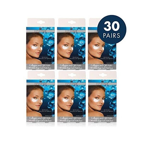 6 Box of Eye Gel Patches Of Revitale Collagen & Q10 Anti-Wrinkle Eye Patches. Total 30 Pairs by Revitale