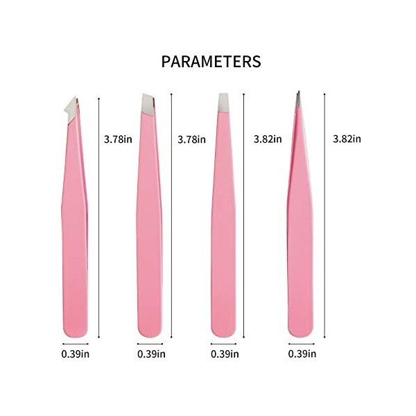 Lot de 4 pinces à épiler professionnelles en acier inoxydable, pince de précision pour sourcils, poils du visage, poils incar