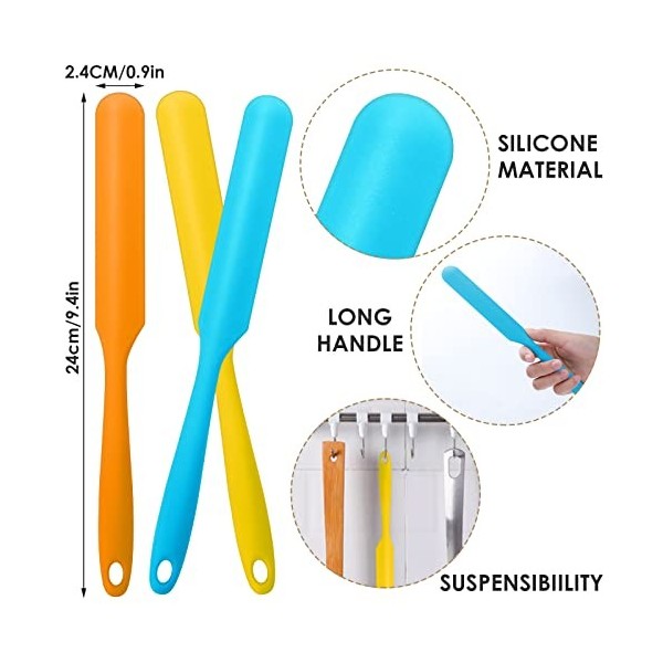 Lot de 4 spatules applicateurs de cire en silicone réutilisables - Bâtons de cire dure - Spatules de cire antiadhésives pour 