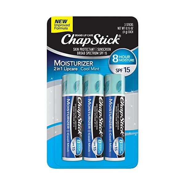 Stick Lèvres à lèvres hydratant et Cool Mint protectrice, 4,3 gram, 3 fils