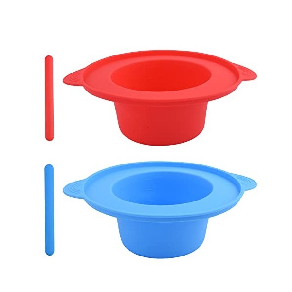 Lot de 2 doublures de cire en silicone, pot de cire en silicone avec 2 spatules de cire, pot de cire antiadhésif de rechange 