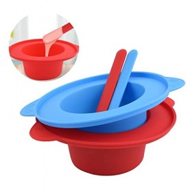 Lot de 2 doublures de cire en silicone, pot de cire en silicone avec 2 spatules de cire, pot de cire antiadhésif de rechange 