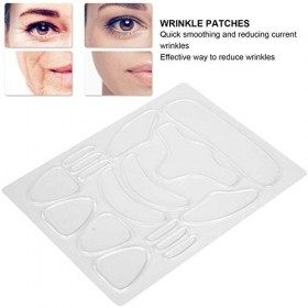 Lot de 16 Patchs Anti-rides Réutilisables, Patchs Anti-rides pour le Visage, Tampons en Silicone Réutilisables pour les Yeux 