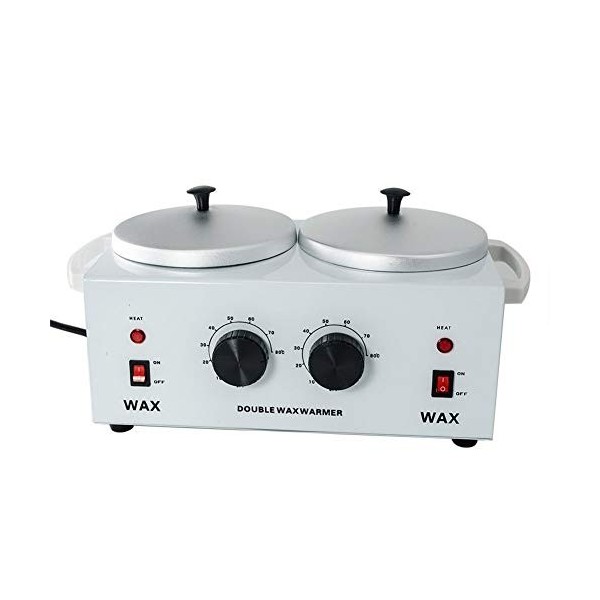 WWaxHeater Chauffe Cire Professionnel Double Pot Cheveux Suppression Réchauffeur de Cire, Électrique Chauffe Cire Machine Fas