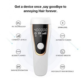 Épilateur Indolore Permanent 400000 Flashs Épilateur IPL Permanent Épilation Photoépilateur Facial