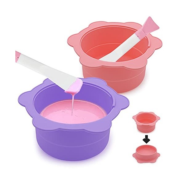 Lot de 2 doublures de chauffe-cire en silicone anti-adhésif pour pot de cire – Violet/rose