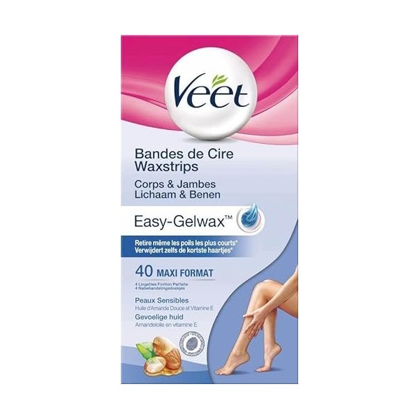 VEET Bandes de Cire Corps et Jambes - Peaux Sensibles - 200 bandes - Lot de 5x40