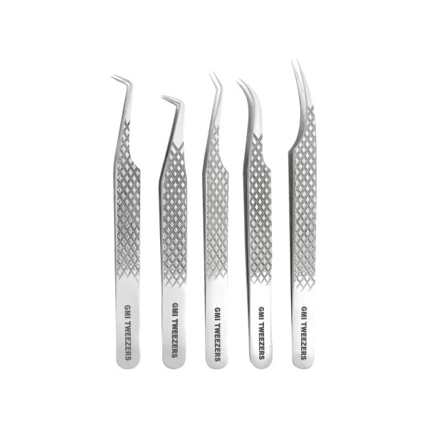 GMI Tweezers – Pince à épiler universelle pour cils – Lot de 5 pinces à épiler professionnelles