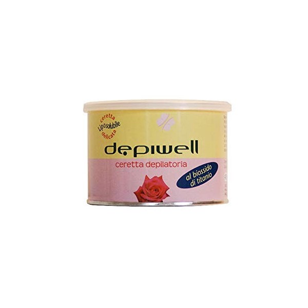 DEPIWELL Lot de 24 pots de cire rose dépilatoire au biooxyde de titane pour usage professionnel 400 ml