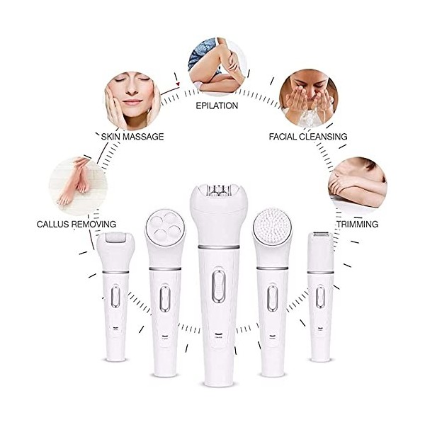 XIXIDIAN Remover pour Les Cheveux pour Femmes, épilateur électrique Rechargeable de 5 en 1 avec coulisses coulissantes Roulea