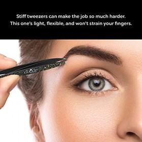 F.A.R.A.H. Z-Tweeze Pince à épiler professionnelle de précision à double extrémité en acier inoxydable avec pointes inclinées