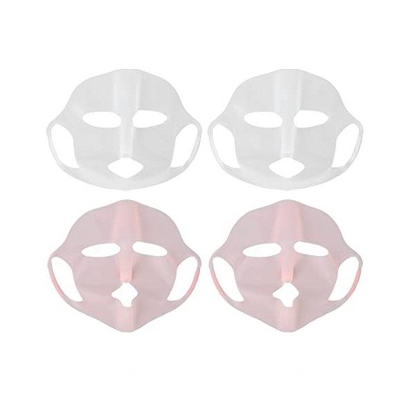 4 Pièces Support de Masque Facial en Silicone, Couverture de Masque Facial Hydratant, Masques en Silicone Réutilisables Masqu