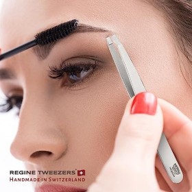 Regine Switzerland Pince à épiler à pointe carrée Fabriquée à la main en Suisse Épilateur professionnel pour sourcils, visage