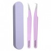 Veyelash Lot de 2 pinces à épiler droites et incurvées pour extensions de cils Violet