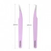 Veyelash Lot de 2 pinces à épiler droites et incurvées pour extensions de cils Violet