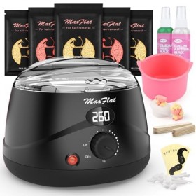 Kit dépilation à la cire, Kit dépilation à la cire pour les femmes et les hommes MaxFlat Digital Wax Pot Hard Wax Kit with 